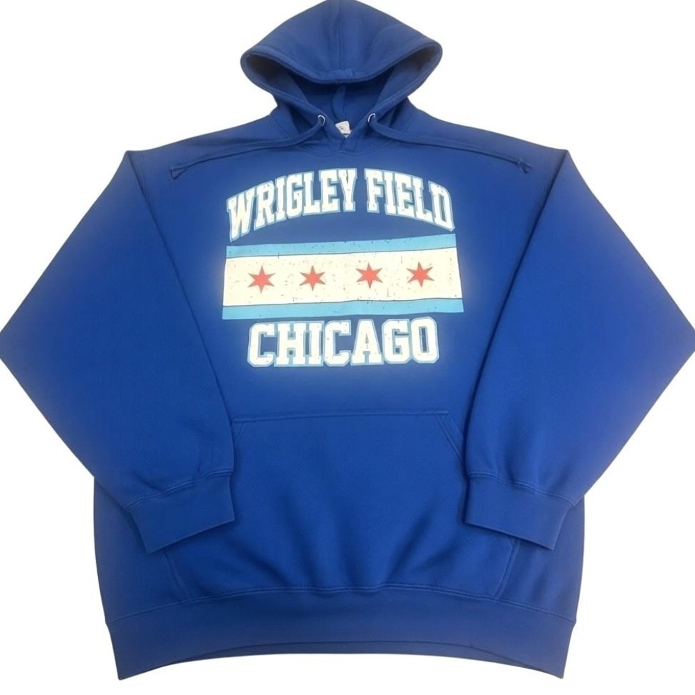 Wrigley Field Chicago Hoodie XL Blue Chicago Flag Baseball Stadium Pullover